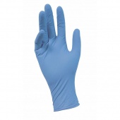 Перчатки нитриловые неопудренные текстурированные на пальцах BENOVY, М, голубые 3г	
