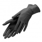Перчатки нитриловые текстурированные на пальцах BENOVY Q, XS, черные, 4,0 г, 50 пар в упаковке
