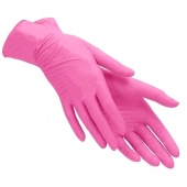 Перчатки нитриловые текстурированные на пальцах BENOVY Q, XS, розовые, 4,0 г, 50 пар в упаковке