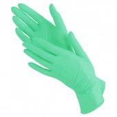 Перчатки нитриловые текстурированные на пальцах BENOVY Q, S, зеленые, 4,0 г, 50 пар в упаковке