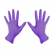 Перчатки нитриловые неопудренные текстурированные на пальцах BENOVY, XS, сиреневые 3,5г	