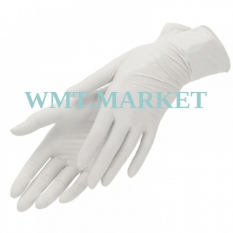 Перчатки нитриловые текстурированные на пальцах BENOVY Q, S, белые, 4,0 г, 50 пар в упаковке