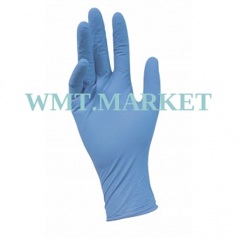 Перчатки нитриловые неопудренные текстурированные на пальцах BENOVY, S, голубые 3г	