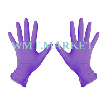 Перчатки нитриловые неопудренные текстурированные на пальцах BENOVY, L, сиреневые 3,5г	