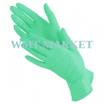 Перчатки нитриловые текстурированные на пальцах BENOVY Q, XS, зеленые, 4,0 г, 50 пар в упаковке