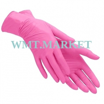 Перчатки нитриловые текстурированные на пальцах BENOVY Q, S, розовые, 4,0 г, 50 пар в упаковке